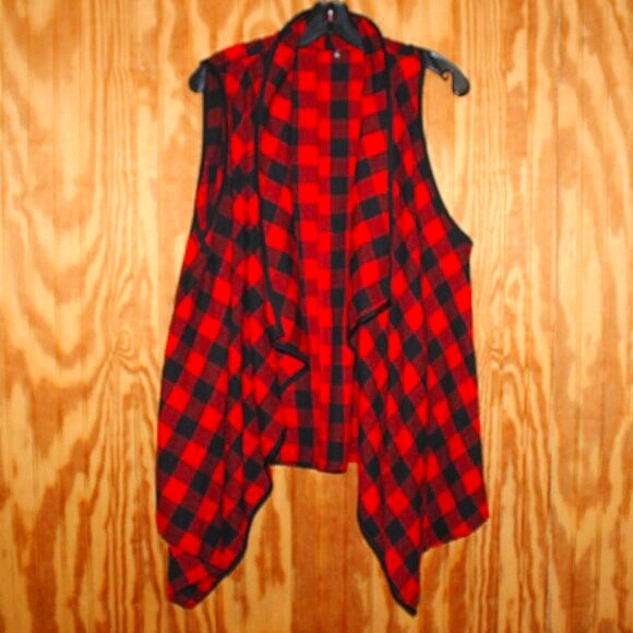 Faded Glory Buffalo Plaid Open Front Vest - Size XL - Picture 1 of 4